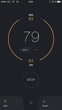 Aplikace měří hluk na mobilním telefonu