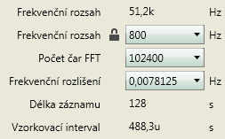 Počet čar použitých v FFT analýze